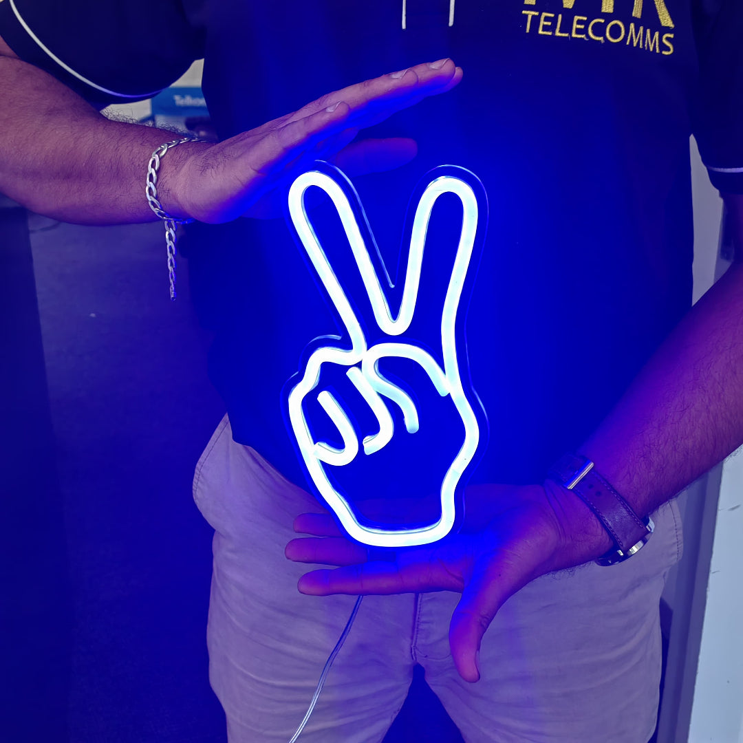 Peace Sign (Hand) Neon Sign